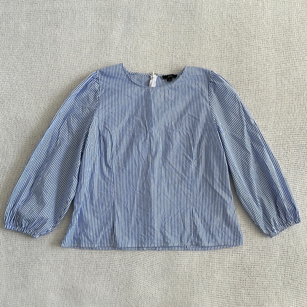 J Crew Blue and White Striped Blouse Size 16